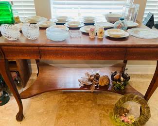 Gorgeous Golden Tiger Oak Table/Desk with One Drawer & Bottom Shelf