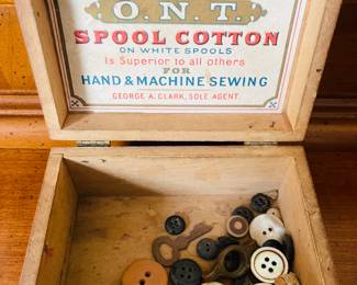 Sweet Very Old Wooden Box of Buttons 