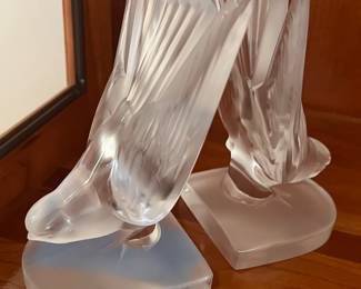 Lalique crystal bookends