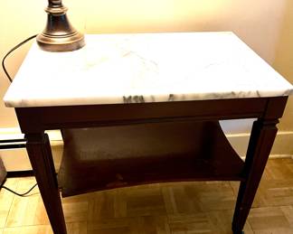 Marble top table with shelf
