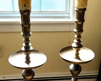 2 metal candleholders