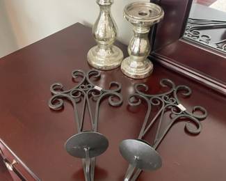Wrought Iron Pair Candleholders, Candle Holders