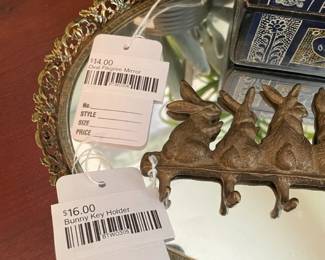 Bunny Key Holder,  Oval Filigree Mirror