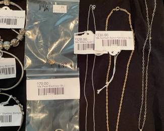 10k Pearl Earrings (BL), 14k White Gold Chain (BL), 14k Samuel Aaron Necklace (BL)