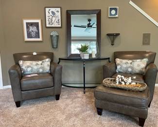 La-Z-Boy Allegra Chair and Ottoman, Woven basket, Throw Pillows, Decorative Metal Wall Art