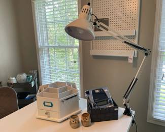 Craft Caddy, Desk Clamp Light, Pegboard with Trays