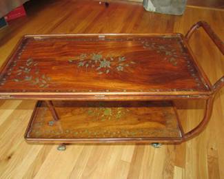 Inlaid Asian vintage wood Beverage Cart