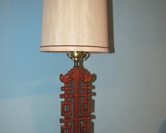 Very pretty carved wood table lamp