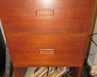 Nice Teak cabinet and assorted vintage LPs