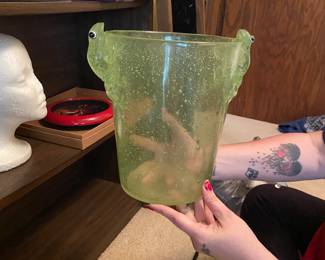 Lucite waste basket, very cute