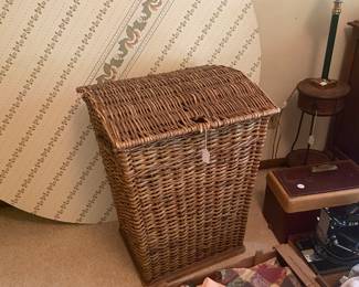 old wicker hamper dated 1917