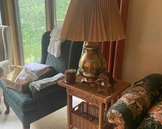 two matching brass lamps