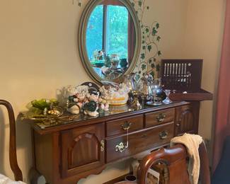 Knob Creek buffet, nice set of stainless flatware, Fitz and Floyd pieces