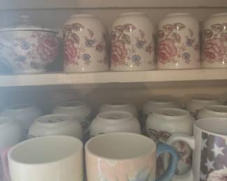 COFFEE MUGS CREAMER AND SUGAR BOWL