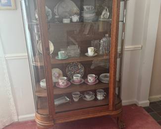 ANTIQUE#CURVED#GLASS #CHINA CABINET EARLY 1900'S 