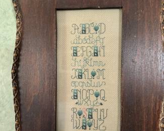 ANTIQUE OAK FRAME WITH NEEDLE POINT 