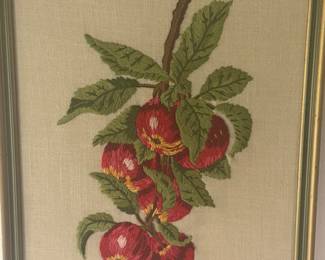 Vintage Crewel work apple/