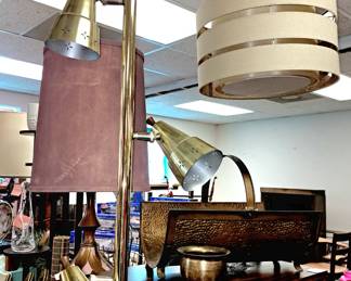 Brass floor-to-ceiling light