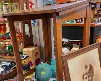 Antique folding immigrants school desk