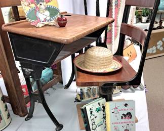 Vintage Back To School items. 2 pcs. Child's desk