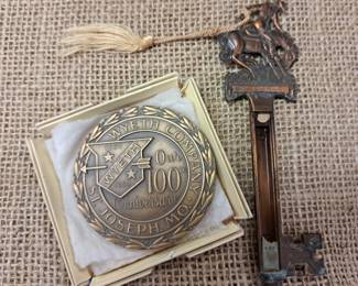 "Wyeth Company  St. Joseph, MO 1859-1959 100th Year Anniversary" medallion  w/ box. Thank you again for attending our sales, we do appreciate it!! Randy and Donna Klein and The Pen and Pencil Team 