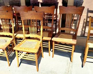 Oak cane chairs