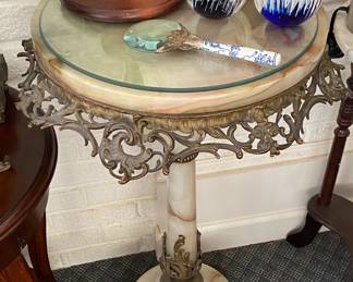 Ornate Alabaster Lamp Table