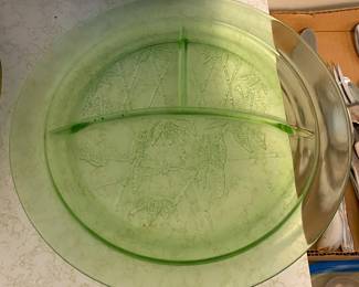 Green Depression Glass Plate