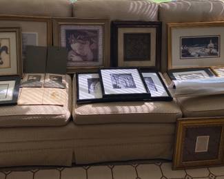 Sofa/Several Framed Prints