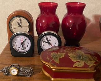 Ruby Glass Vases/Clocks