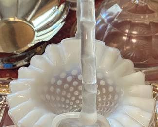 Small Opalescent Glass Basket