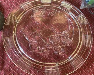 Depression Glass Cake Platter