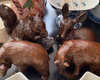 Wooden Bears, Squirrel and Deer