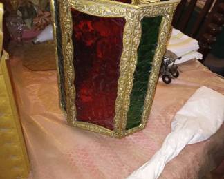 Fun Green and Red Glass Hanging Lamp Shade, Stop Go, Stop Go,