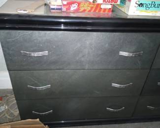 Black Long Low Chest of Drawers,