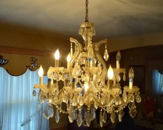 Stunning OLD Real Crystal Glass Fine Heavy Chandelier,