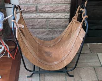 Very nice leather fireplace log holder