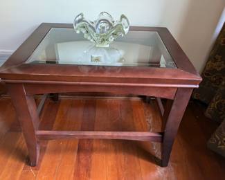 Side table with glass top (one of two)