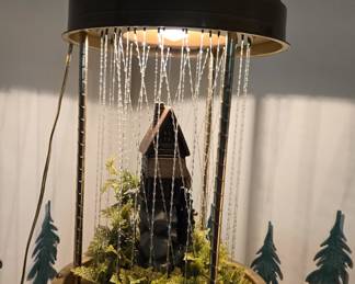 Vintage MCM Grist Mill water wheel oil rain lamp. Fully functional!