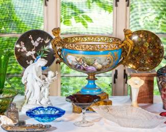 Sevres porcelain, French Parian sculpture, cloisonne
