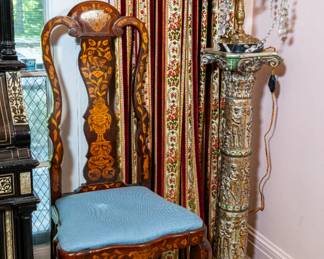 Pair of Dutch inlaid sidechairs