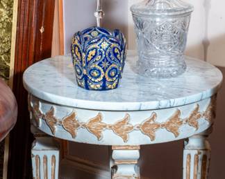 Pair of marble top French side stands