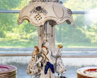 Pair of German Schierholz porcelain lamps