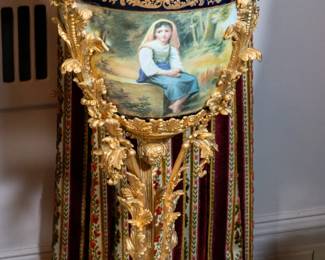 20th C. porcelain and gilt metal covered floor urn.