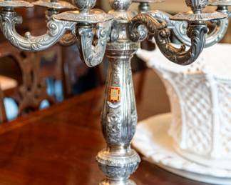 A pair of Sterling silver candelabra signed "J. Perez." 137 Troy total.