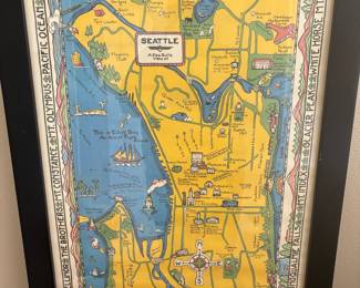 Framed 1927 Map of Seattle
