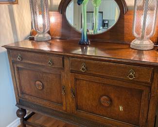 English Oak Sideboard with Mirror
