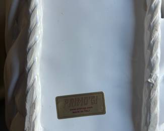 Primo Gi White Ceramic Basket Weave Bread Basket - Made in Italy