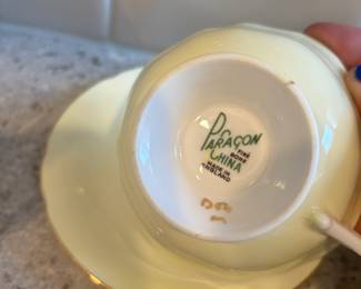 Paragon Bone China Yellow/Floral Teacup & Saucer