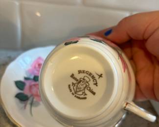 Regency Bone China Pink Rose Teacup & Saucer